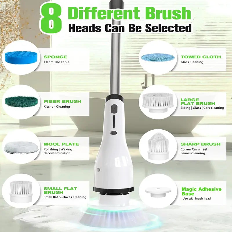 Electric Spin Scrubber, Electric Cleaning Brush with 4 Replaceable Brush Headsand, Cordless Shower Scrubber Full-Body IPX7 Waterproof, 3 Adjustable Extension Handle, 2-Speed for Bathroom, Kitchen, Pool, Toilet, Window, TikTokShopBacktoSchool