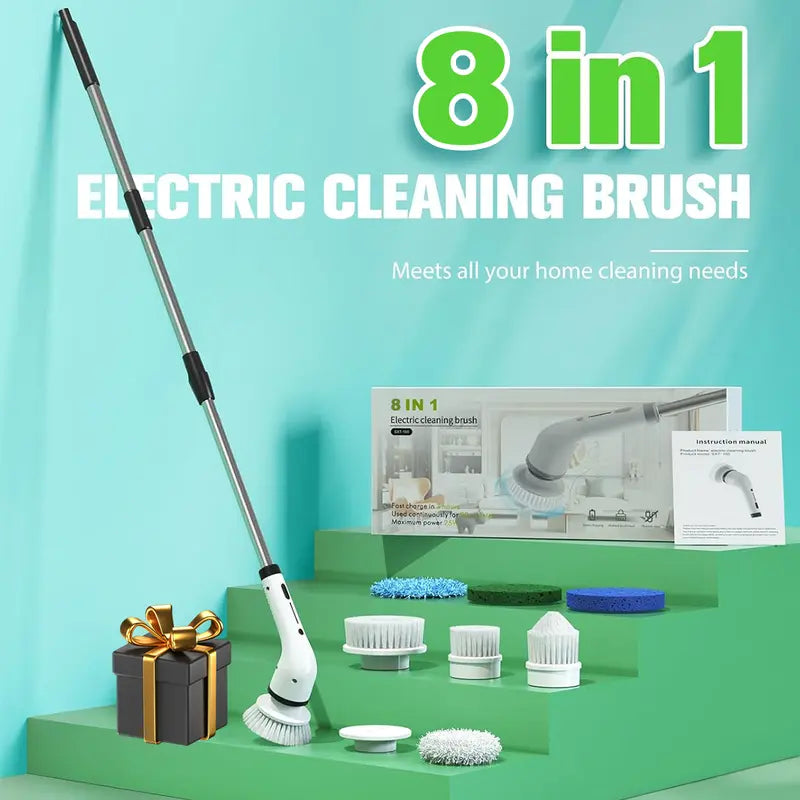 Electric Spin Scrubber, Electric Cleaning Brush with 4 Replaceable Brush Headsand, Cordless Shower Scrubber Full-Body IPX7 Waterproof, 3 Adjustable Extension Handle, 2-Speed for Bathroom, Kitchen, Pool, Toilet, Window, TikTokShopBacktoSchool