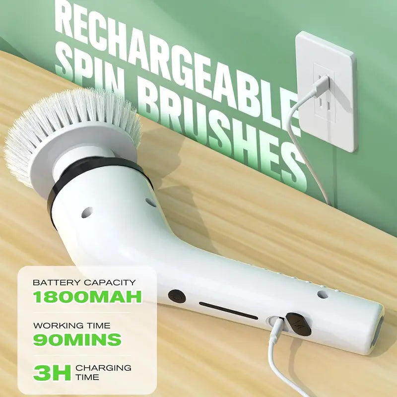 Electric Spin Scrubber, Electric Cleaning Brush with 4 Replaceable Brush Headsand, Cordless Shower Scrubber Full-Body IPX7 Waterproof, 3 Adjustable Extension Handle, 2-Speed for Bathroom, Kitchen, Pool, Toilet, Window, TikTokShopBacktoSchool